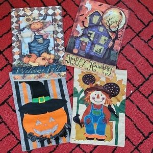 Set of Festive Fall and Halloween Themed Flags